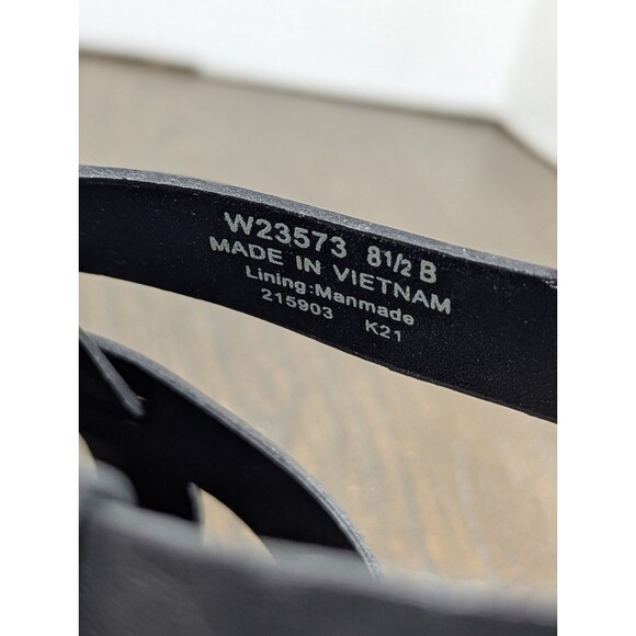 Cole Haan Crystal Strappy Leather Wedges Sandals Womens 8.5 Black Jute Heel Logo - Picture 12 of 15